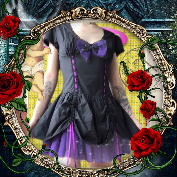Lip Service Mini Goth Lolita Tulle Dress. - Picture 3 of 7